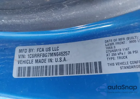 2021 Ram 1500 Big Horn 4X4 6'4 Box from USA, damaged, VIN 1C6RRFBG7MN646257